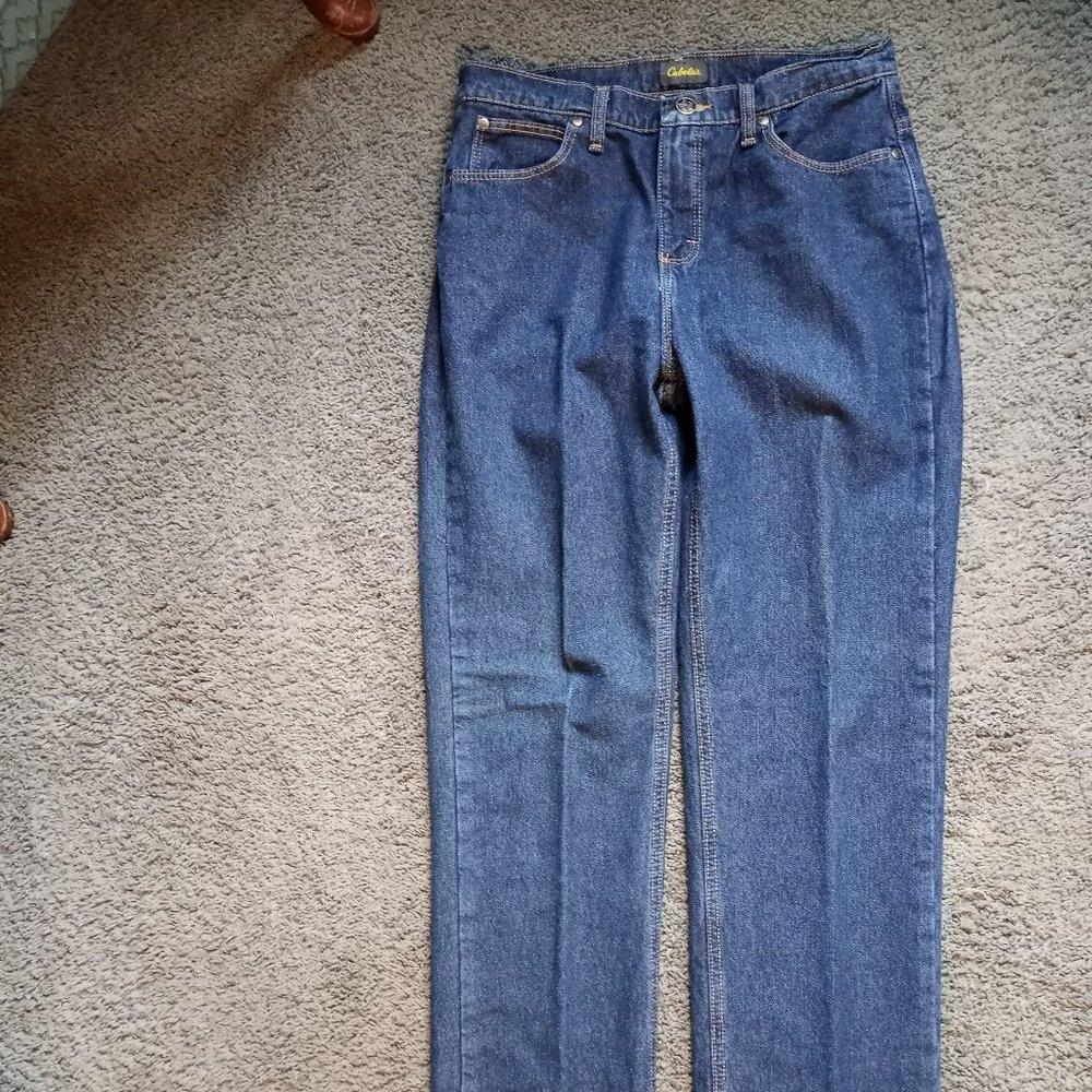Cabela's Flannel EUC Lined 5 Pocket Denim Jean Size 8L 100% Cotton-Item #419